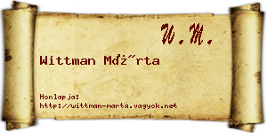 Wittman Márta névjegykártya